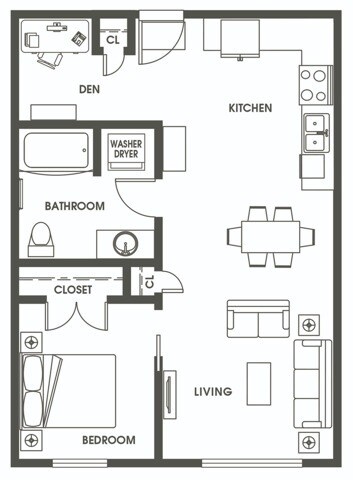 One Bedroom A5 311 floor plan